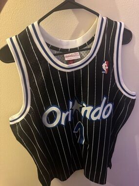 Mitchell & Ness Orlando Magic Pinstripe Jersey - Black / Blue / White